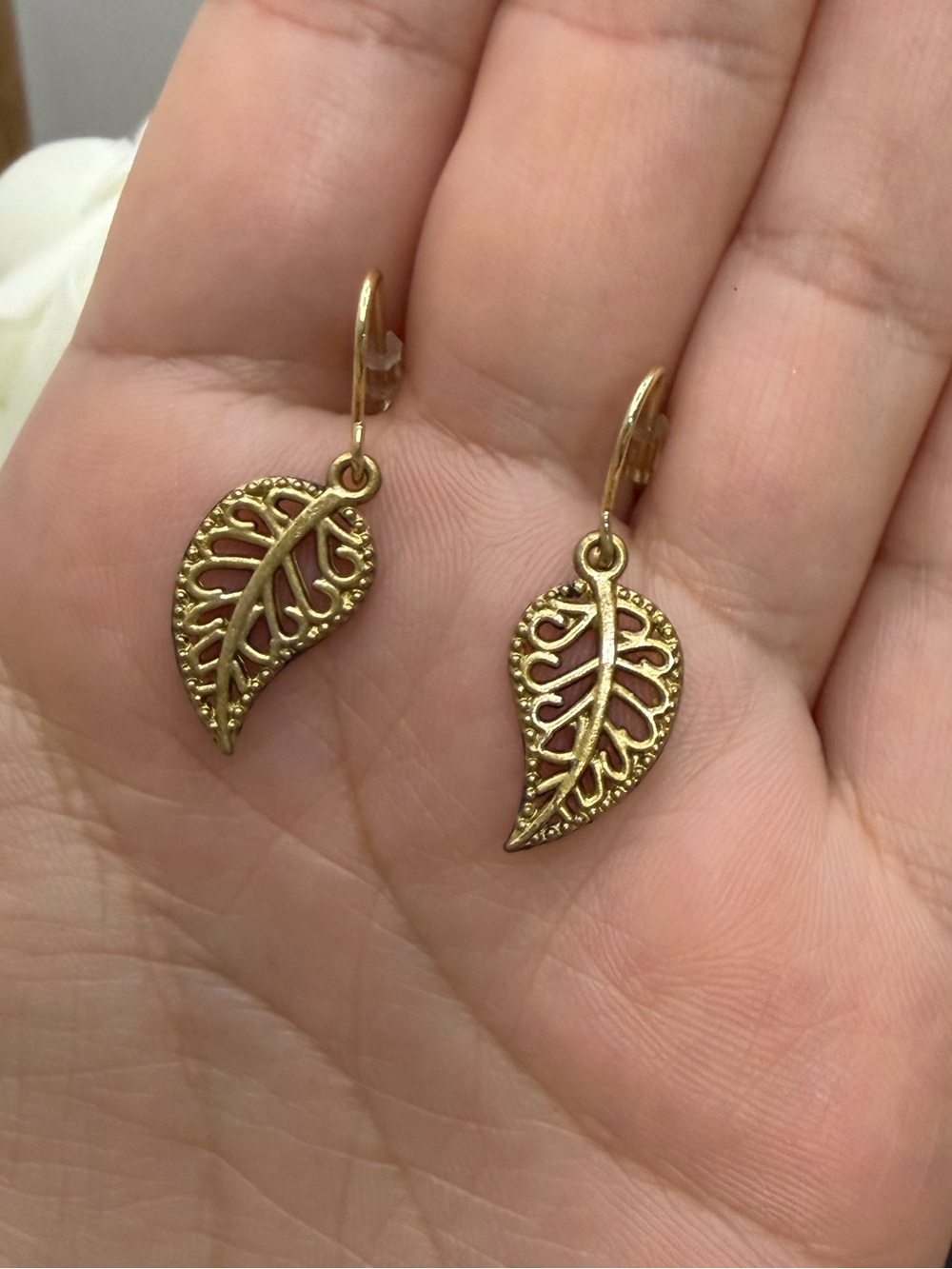 Gold tone Leaf Drop Earrings - Elegant Women's Jewelry